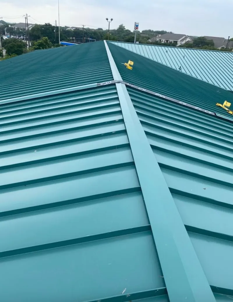 Green commercial metal roof ridge and valley for Metal Roof Repair in Opelika